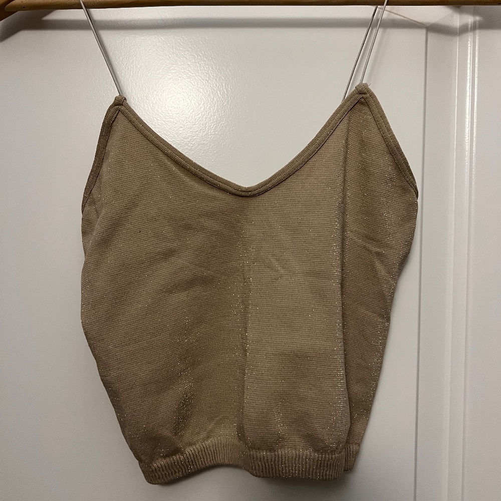 Free People shimmering light tan tank